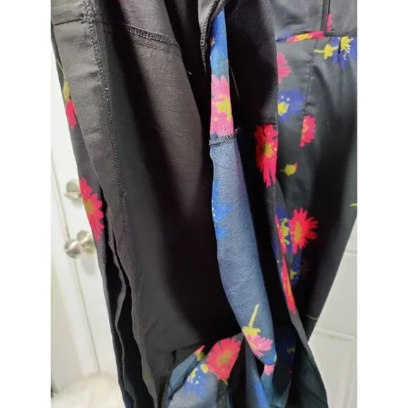 Weekend Black Floral Whimsy Goth Floral Twee Long Sleeve Dress S With Ruffle - Picture 7 of 13